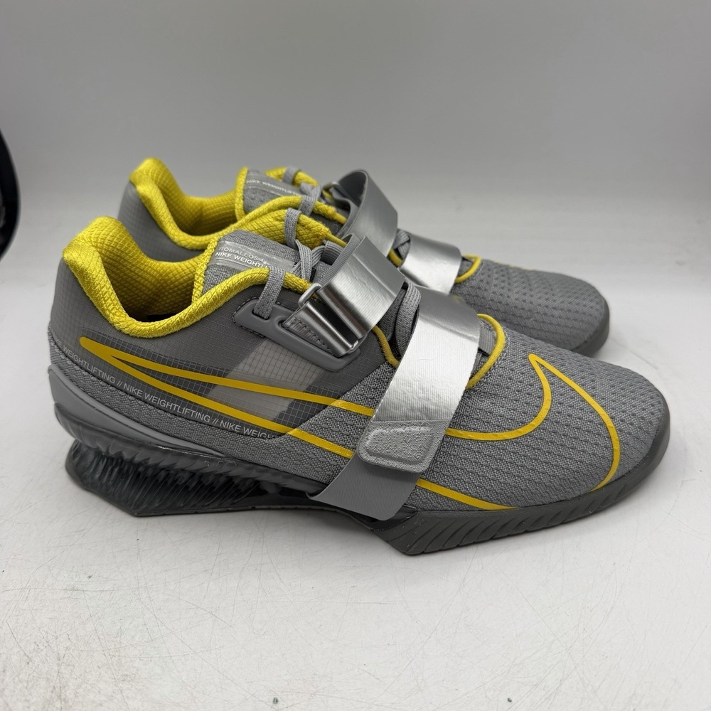 Nike Romaleos 4 Elite Weightlifting Shoes Mens Sz 7.5 Wolf Grey Yellow Training